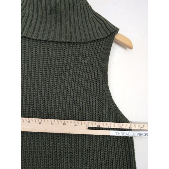 Anthropologie Moth Tunic Sweater Women S Green Turtleneck Sleeveless Minimalist - Picture 8 of 9